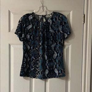 Calvin Klein Black and Blue Snake Print Blouse